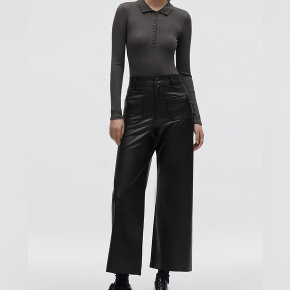 Zara Marine “Leather” Wide Leg Pants - Picture 1 of 5